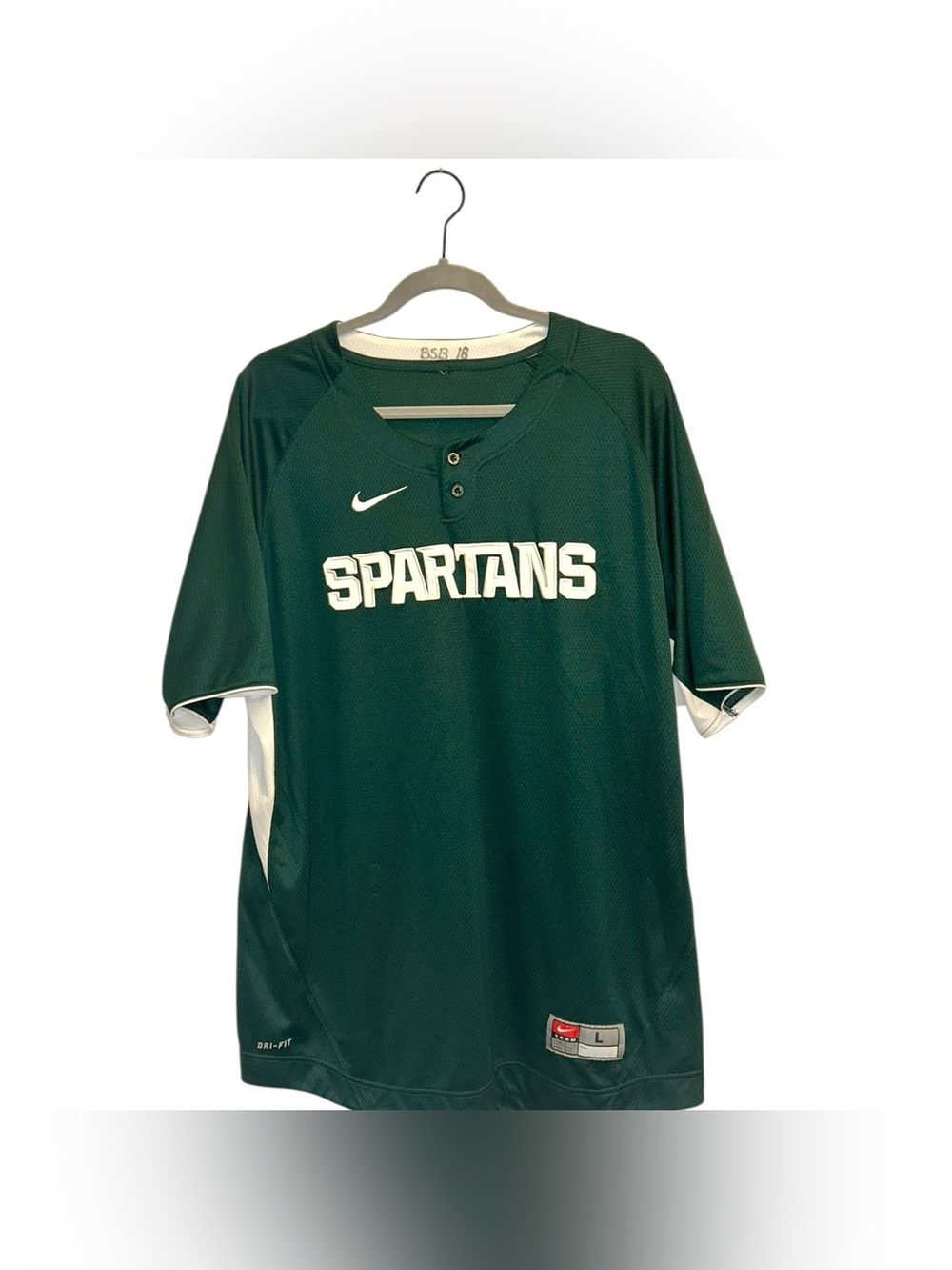 Nike Men's Baseball Jersey Michigan State Spartans Large Team Issued MSU Green